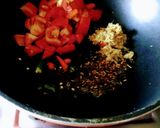A picture of step 3 of Green Papaya, Moong Dal Curry (no onion, garlic) with Raita and.