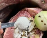 A picture of step 4 of Homemade Beef Stock for Consommé (Clarified Stock)! [Step 1 of 2].