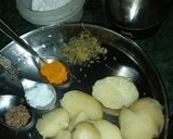 A picture of step 1 of Kashmiri Dum Aloo.