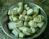 A picture of step 1 of Paneer sashliks.