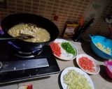 A picture of step 2 of Veg chicken mecroni.