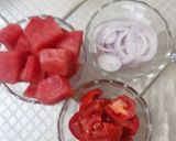 A picture of step 1 of Watermelon Salad.