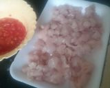 A picture of step 3 of Chicken bbq pizza. #4weeks challenge.