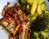 A picture of step 6 of Lemony garlic Cod in Butter with Tumeric potatoes and Broccoli.