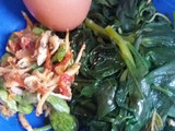 Omelet daun ginseng sambal pete teri medan