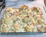 Foto del paso 4 de la receta: Coliflor con pollo y salsa “sin nata” gratinado. 🍽