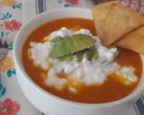 A picture of step 5 of Aztec Soup or Mexican Tortilla Soup -with Tortilla Chips-.