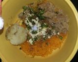 A picture of step 1 of Pumpkin heart bust cutlets.