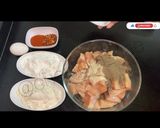 A picture of step 1 of Chicken 65.