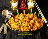 A picture of step 6 of Indo-Chinese Veg Schezwan Paneer Pulao.