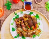 Hình bước làm 5 của món Thịt bò ba chỉ Mỹ cuộn rau củ nướng nồi chiên ko dầu
