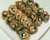 Hình bước làm 6 của món Kimbap rau củ chiên