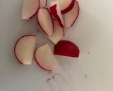 A picture of step 3 of Radish and Mushroom Mixed Leaf Salad,.