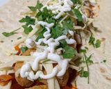 A picture of step 7 of Quick and easy chicken and gouchang Tortilla wrap.