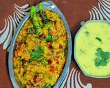 A picture of step 10 of Kathiyawadi Vaghareli Khichdi and Kadhi.