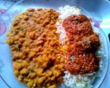 A picture of step 1 of Ocean Porridge Beans and Curry Stew Rice.