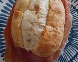A picture of step 2 of Cured ham and goats cheese sandwich.