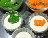 A picture of step 5 of Tricolour Dahi Vada.