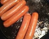 A picture of step 1 of Bangers and Mash, Hotdogs.