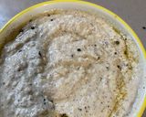 A picture of step 4 of Idli sambar with coconut chutney.