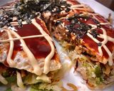 A picture of step 9 of Japanese Hiroshima Okonomiyaki Pancake.