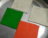 A picture of step 6 of Tricolour meetha paratha with meetha sauce.
