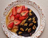 A picture of step 4 of Strawberry Walnut Yin &Yang Pancakes for Christmas.