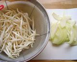 A picture of step 1 of Bean Sprout Ramen-Style Soup.