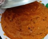 A picture of step 7 of Masala Dosa, sambar, coconut, dhania chutney.