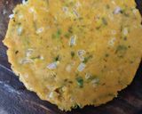 A picture of step 3 of Besan ki roti (Sindhi koki).