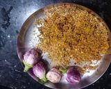 A picture of step 1 of Brinjal curry or barwa baingan without onion garlic.