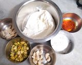 A picture of step 1 of Tiranga Shrikhand.