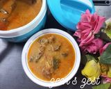 A picture of step 7 of Hyderabadi Gosht Bhindi ki Besan Kadhi.