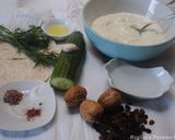 A picture of step 13 of Cucumber soup with yogurt, raisins and walnut (Aab- dogh khiar).