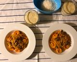 A picture of step 6 of Simple King Prawn, Garlic & Chili Pasta (with head of prawns stock)🦐.