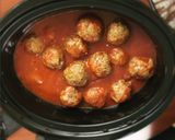 A picture of step 6 of Mozzarella Filled Slow Cooker Meatballs.