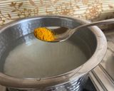 A picture of step 1 of Mithe Chawal with Kesariya Rabdi.