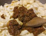 A picture of step 3 of Pasta with Sicilian pesto.