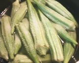 A picture of step 1 of Pickled Okra the blanching method.
