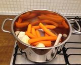 A picture of step 2 of Sunday lunch (chicken noodle soup and baked chicken with potatoes).