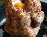 A picture of step 5 of Beer Can Chicken with Ribeye Steak.