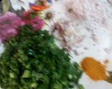 A picture of step 1 of Spring onion fry.