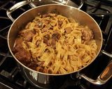 A picture of step 11 of Swedish Meatballs and Egg Noodles in a Creamy Sauce.