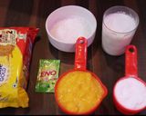 A picture of step 1 of Eggless mango cake.
