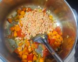 A picture of step 3 of Dal sorba (protein rich healthy soup) one pot soup.
