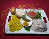 এগ চিকেন পাস্তা। রেসিপির ধাপ 1 ছবি