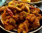 A picture of step 7 of Chettinad mutton sukka fry.