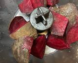 A picture of step 2 of Beetroot Hummus.