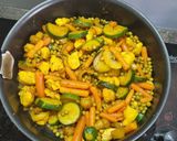 Une image de l'étape 3 de Wok au poulet et des petits légumes.