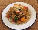 A picture of step 11 of 20min chicken, chickpea & spinach curry - no jars in sight!.